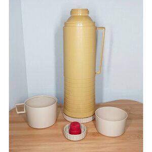 THERMOS King Seeley Quart Size 2402 Glass Liner 24F Stopper 722 Harvest Gold